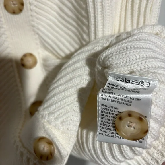 Anthropologie Womens Knit Tank Top Small Ribbed Cream Button Flutter Sleeved - Picture 4 of 8